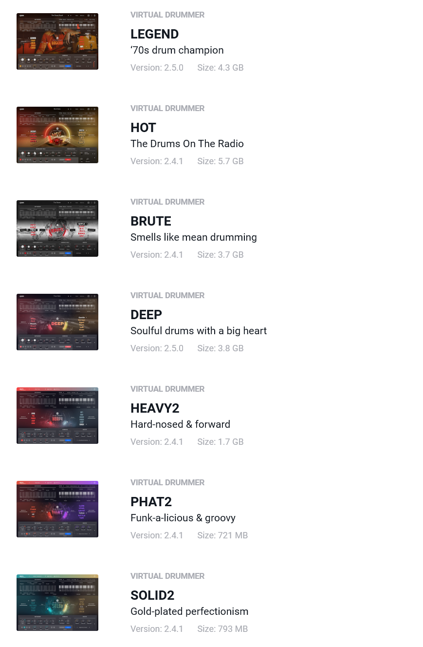 Ujam Virtual Drummer (all 7 titles)